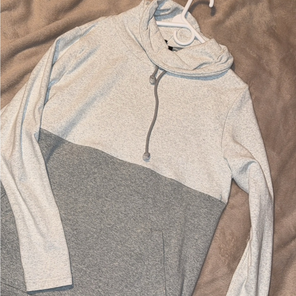 Nursing Queen Light and Dark Gray Cowl Neck Sweater